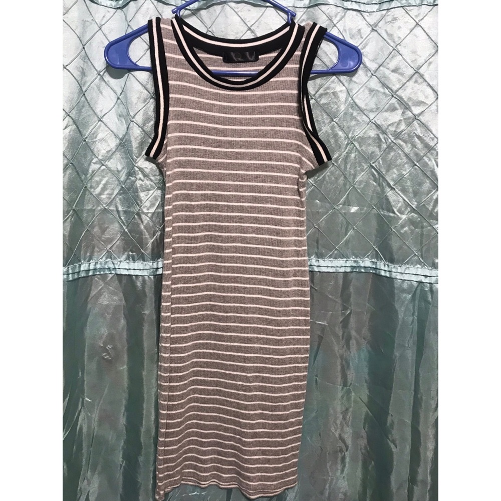 Black and white striped midi dress